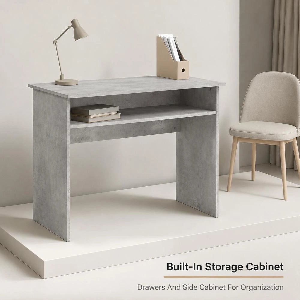 Desk Concrete Grey 90x50x74 Cm Wood Material