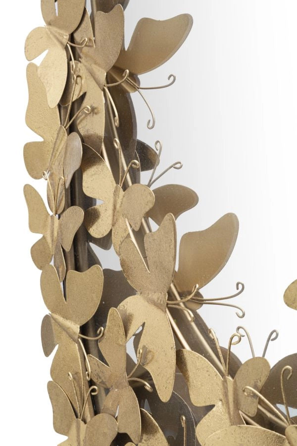 Specchio Glam Oval Butterfly 59x3x89,5 Misura Specchio 46x78 cm in Ferro Oro