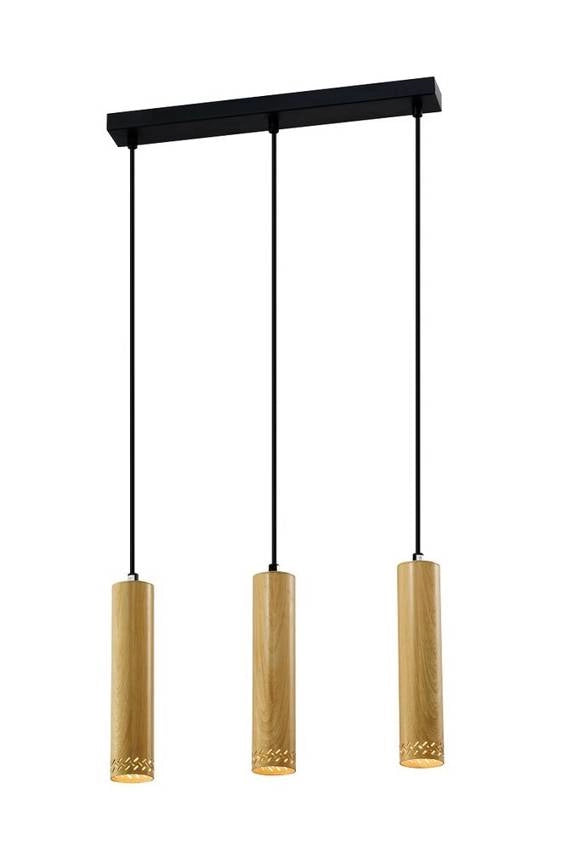 Candellux lampadario TUBO 3xGU10 25W nero/legno dimmerabile sospeso