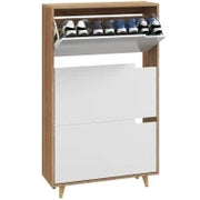 Scarpiera Salvaspazio a 3 Cassetti con Ripiano Regolabile per 18-24 Paia di Scarpe, 72x24x119cm, Bianco