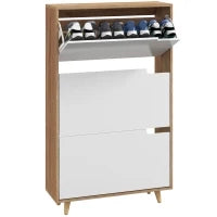 Scarpiera Salvaspazio a 3 Cassetti con Ripiano Regolabile per 18-24 Paia di Scarpe, 72x24x119cm, Bianco