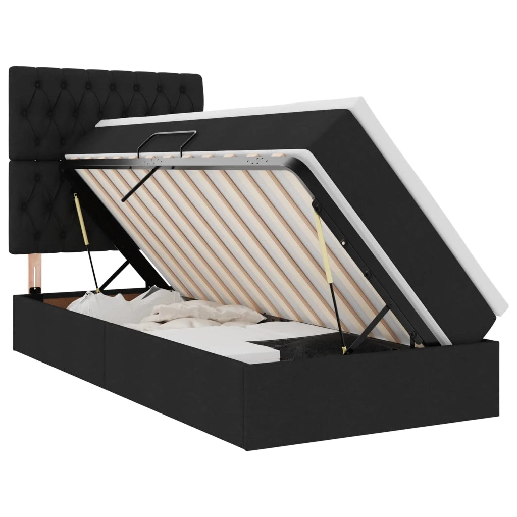 Letto con contenitore e LED con led Nero 90 x 190 cm Poliestere