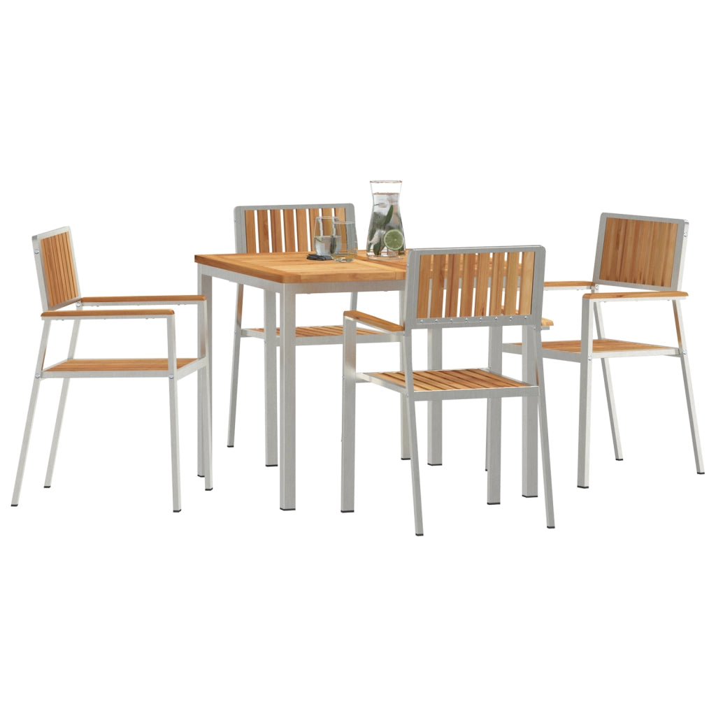 Set da Pranzo da Giardino  5 Pezzi in Legno Massello di Teak