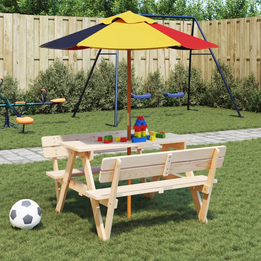 Ombrellone da Giardino per Bambini-Ombrello da Balcone con Palo in Legno ?120x140cm 803890