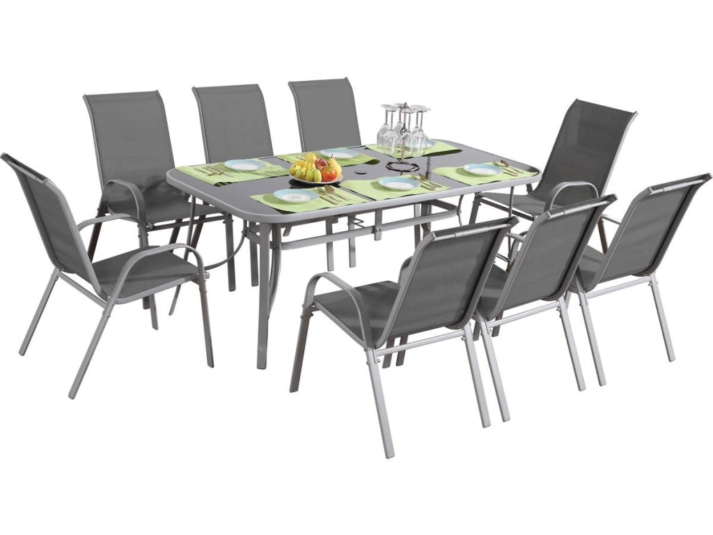 Set di mobili da giardino in textilene "cordoba + Porto" 8 persone grigio chiaro