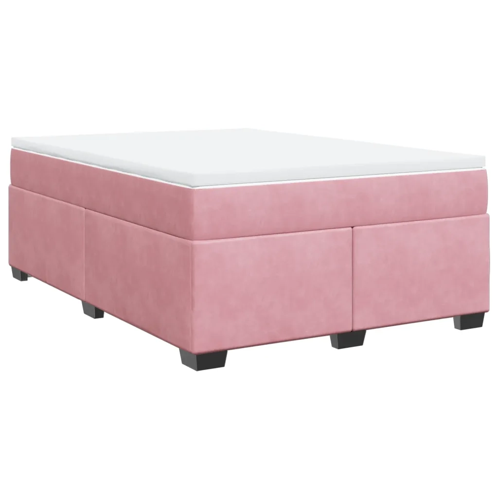 vidaXL Giroletto a Molle con Materasso Rosa 140x200 cm in Velluto