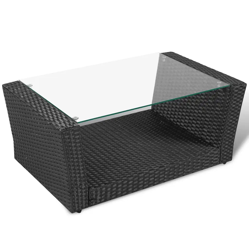 Set Divani da Giardino 4 pz | Set Salotto da Giardino con Cuscini in Polyrattan Nero