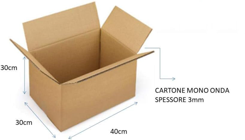 Scatola 40x30x25 cm Scatolone di Cartone modello 1 Onda - Imballaggi per Spedizione e Trasloco