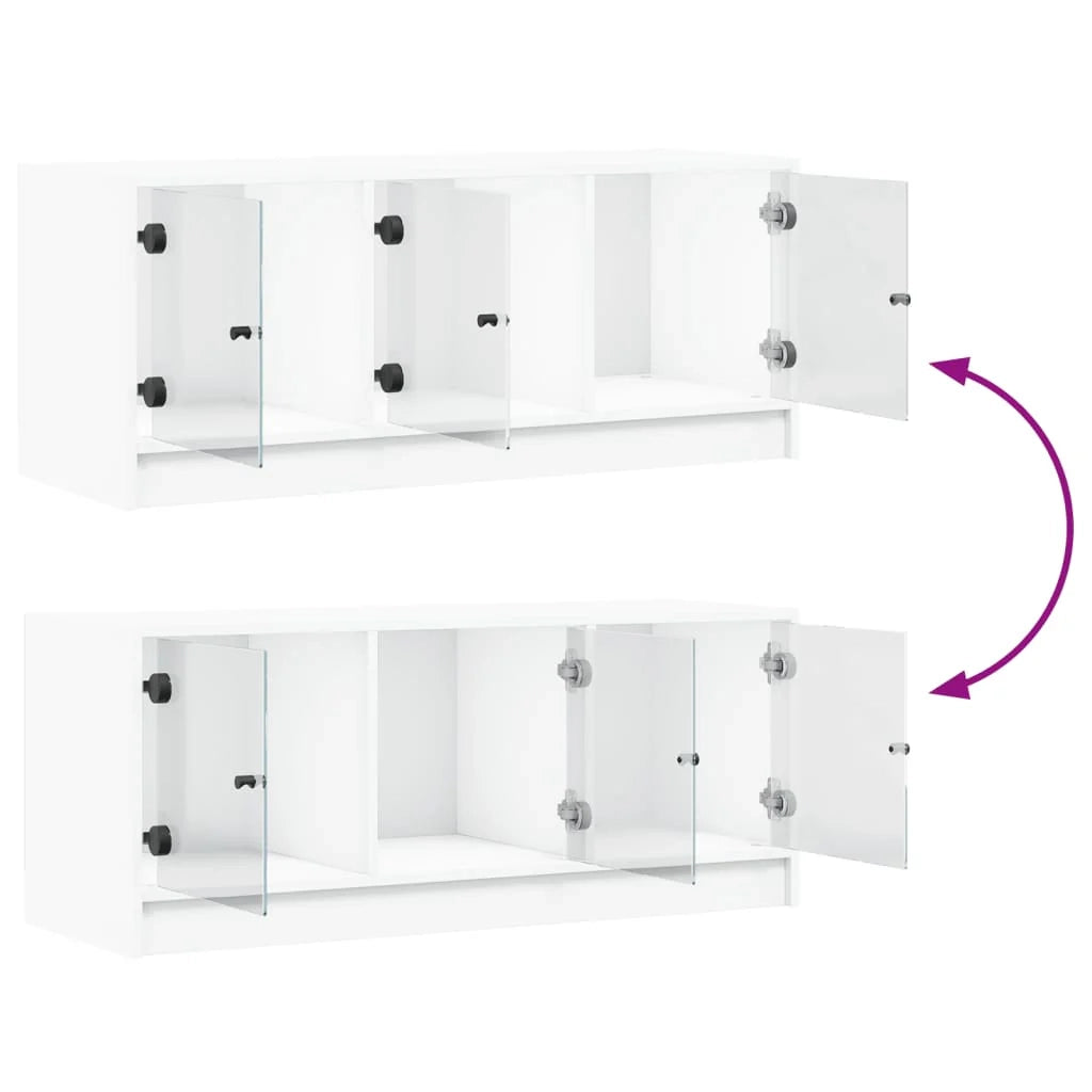 Mobile TV multimediale scaffale TV credenza mobile TV sala da pranzo soggiorno camera da letto con ante in vetro 102 x 37 x 42 cm bianco 02_0026903