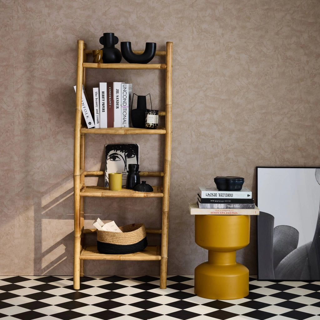 Libreria in bambù a 4 livelli, 144cm, marrone naturale