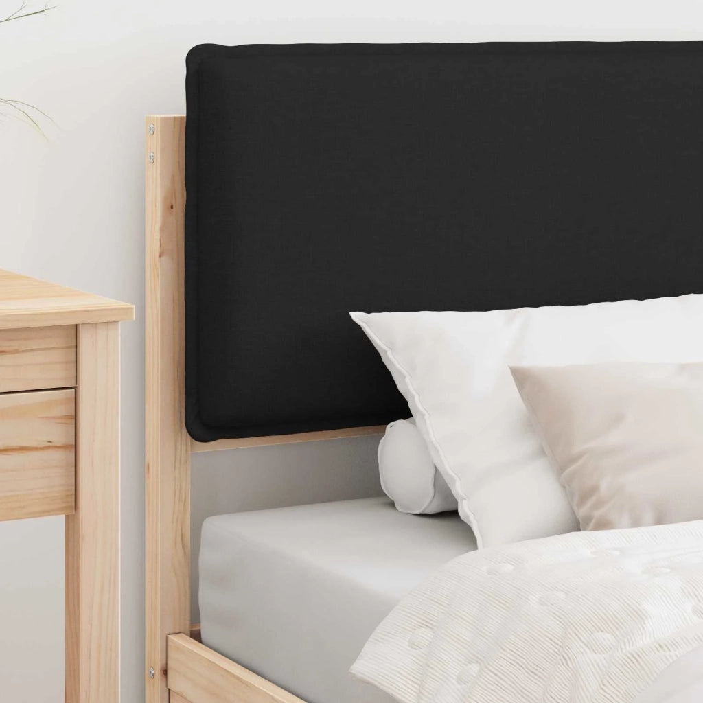 Letto con Testiera Rivestita Nero 75 x 190 cm Pino massello