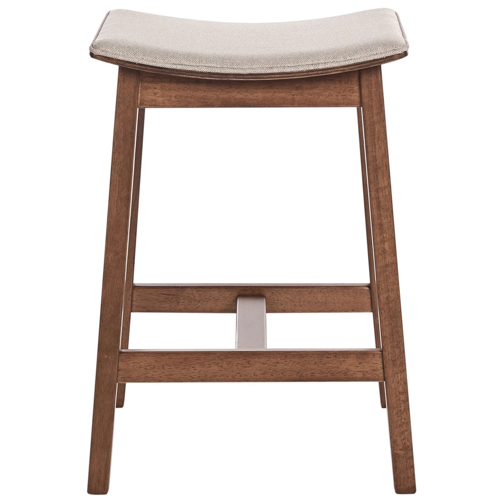 Set di 2 sedie da bar in legno di gomma beige con seduta imbottita in poliestere Legno scuro