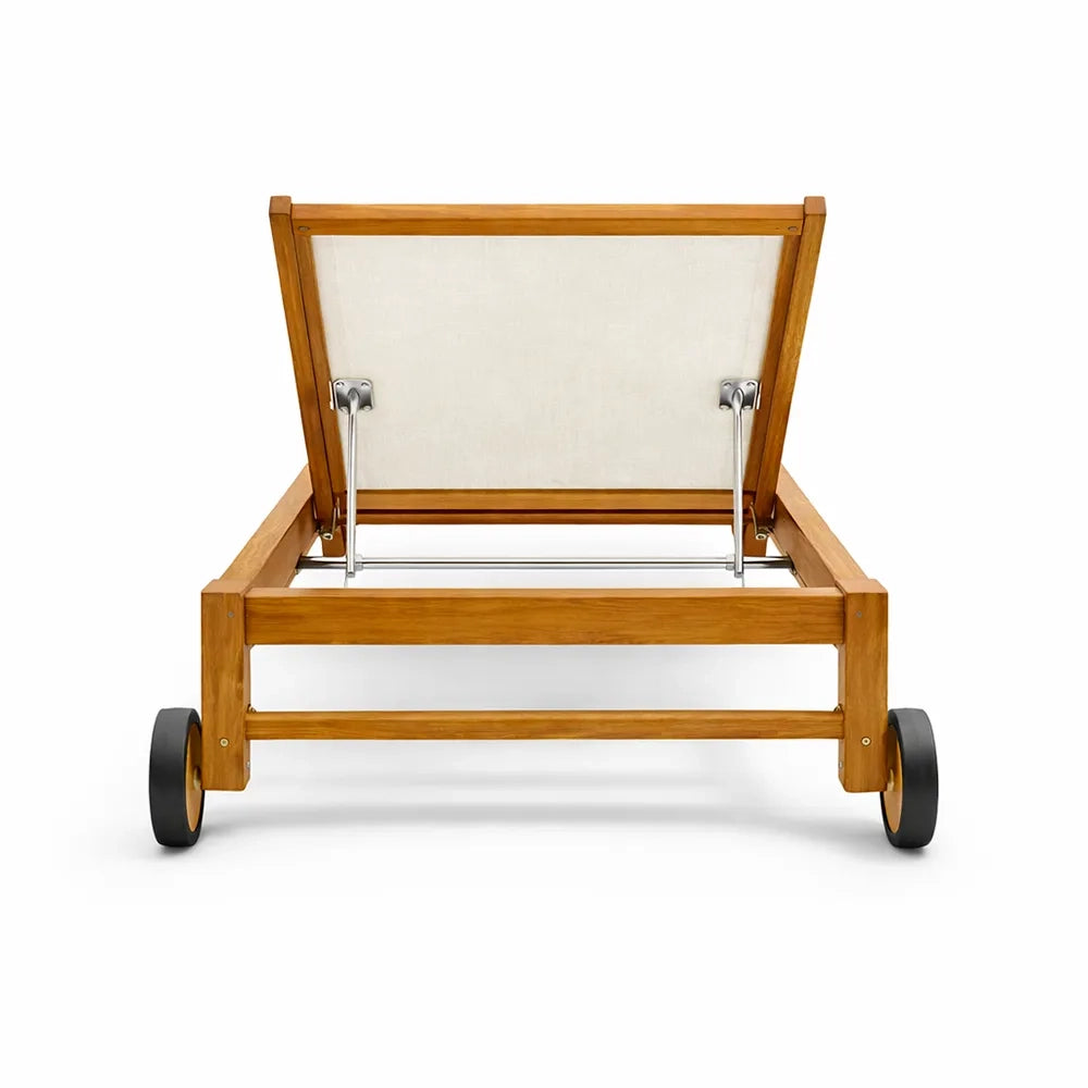 Set 2 Lettini Prendisole in Legno Teak con Ruote - Java Col. Beige