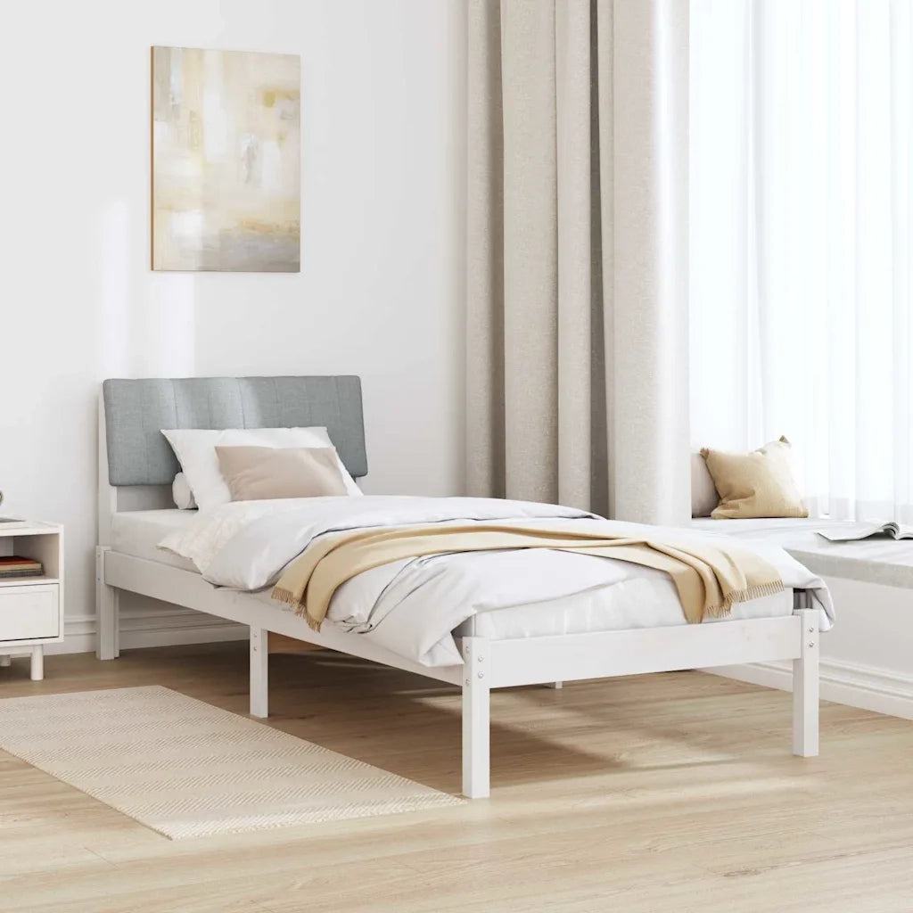 Struttura del Letto Bianco e grigio chiaro 75 x 190 cm