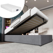 Letto singolo – 90x200 cm – ricarica wireless USBC con materasso – cotone grigio