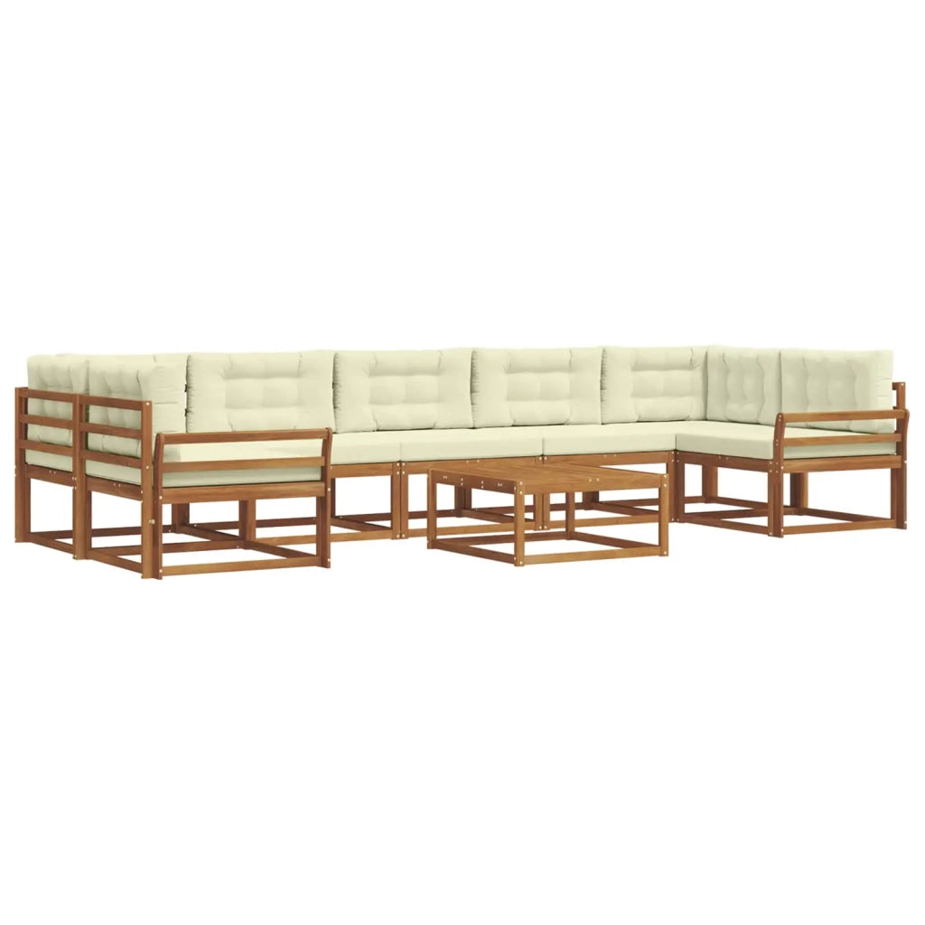 Set di divani da esterno con cuscino 8 pcs Naturale e Crema