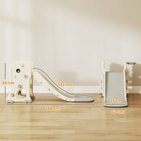 Scivolo per Bambini Pieghevole 146x52x65 cm con Canestro e Palla in PP e HDPE Grigio e Crema