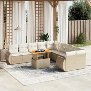 Set Divani da Giardino 11 pz con Cuscini Beige in Polyrattan