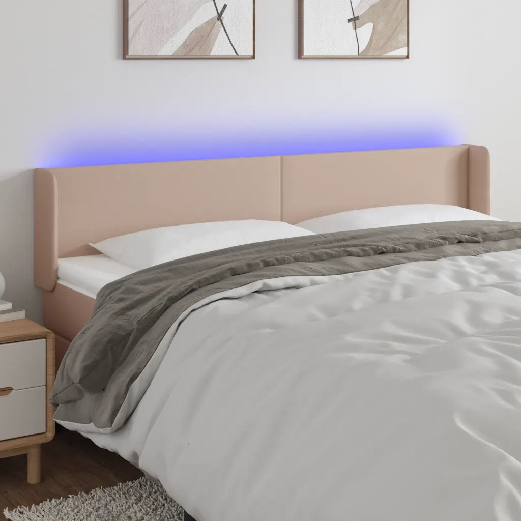 Testiera con LED-Testata Cappuccino a LED 183x16x78/88 cm in Similpelle 646144