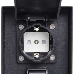 Presa multipla da giardino nera in acciaio con timer IP44 Colonna a 2 prese per esterno