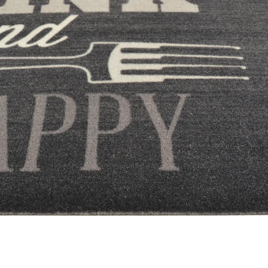 Tappetino da cucina lavabile design elegante 180 x 60 cm antiscivolo confortevole velluto nero 02_0046051