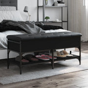 Panca Porta Scarpe-Sgabello-Panca Scarpiera Nera 102x42x45 cm in Legno Multistrato