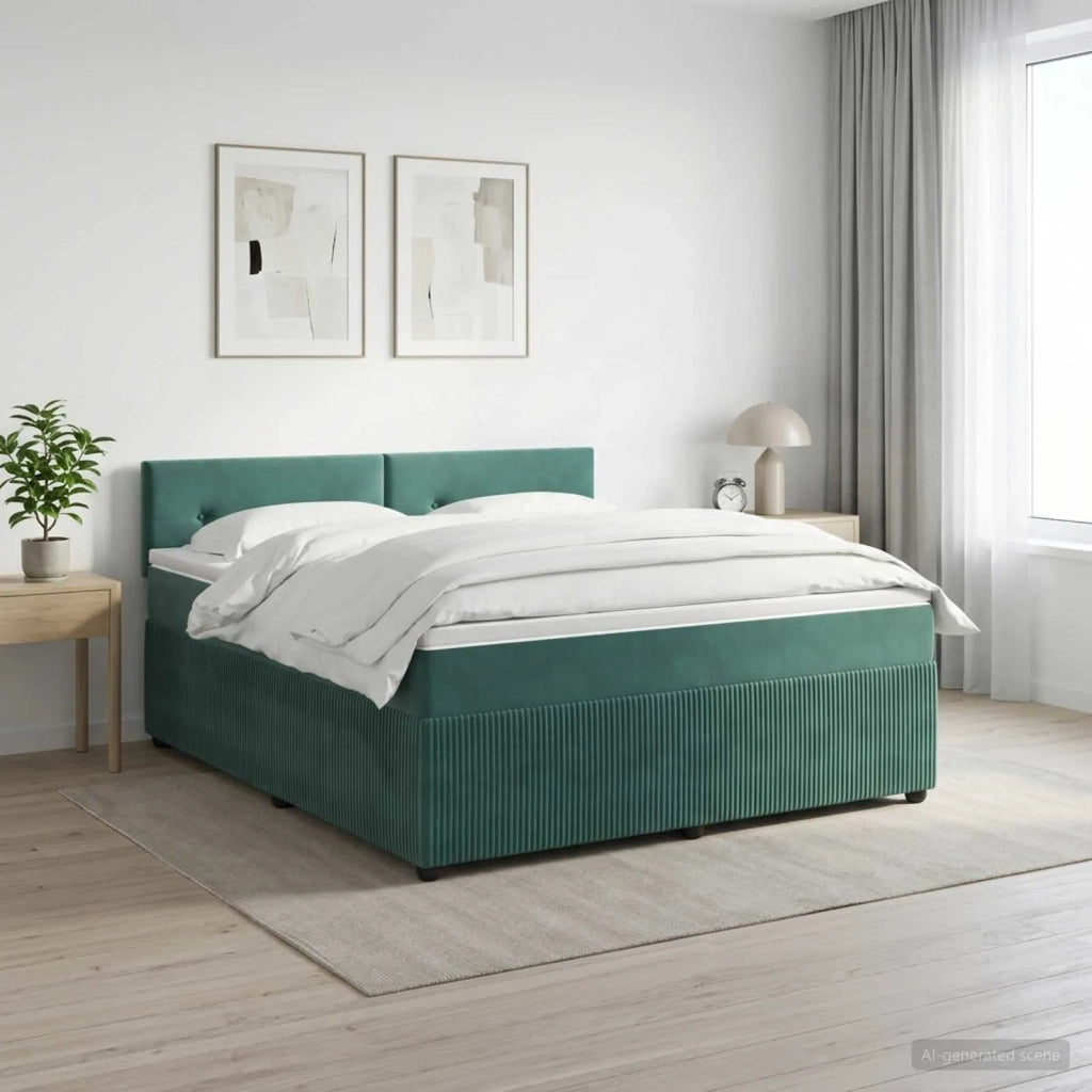Letto box spring con materasso Verde Scuro 140 x 190 cm Velluto 3453140