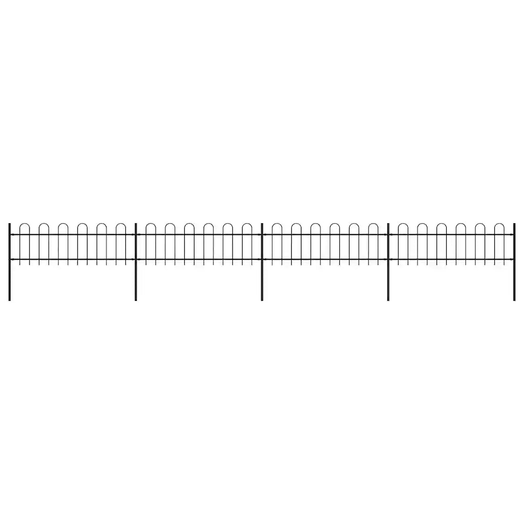 Recinzione da Giardino con Parte Superiore ad Anello in Acciaio 671x60 cm Nero 277641
