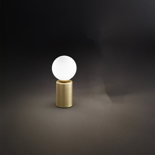 Lampada Da Scrivania Contemporanea Birillo Metallo Oro Vetro Bianco 1 Luce G9