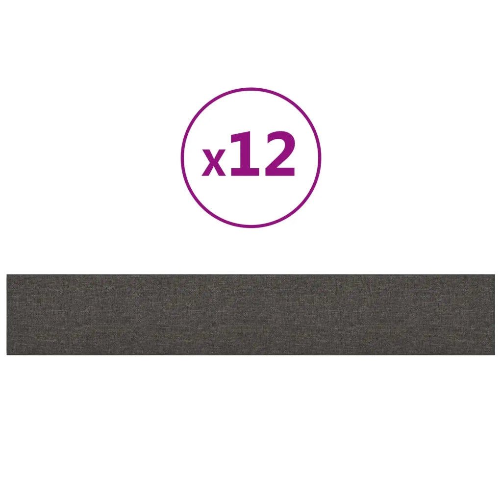 Testiera | Testata da Parete 12 pcs Grigio scuro 90 x 15 cm Tessuto