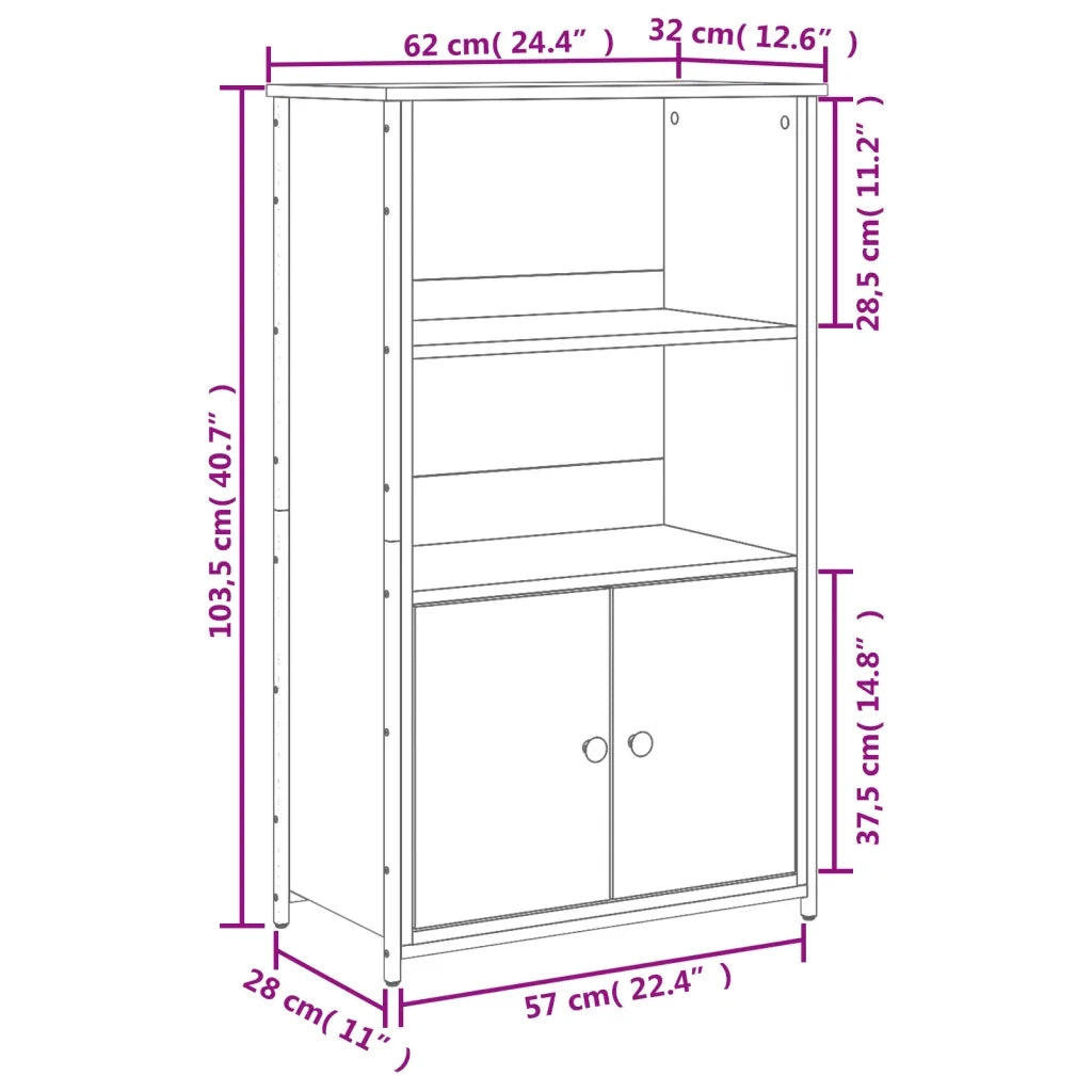 Credenza | Madia | Buffet da pranzo | Armadio da pranzo Nera 62x32x103,5 cm in Legno Multistrato