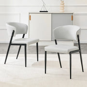 Set di 2 sedie da pranzo moderne in PU grigio chiaro con struttura in metallo