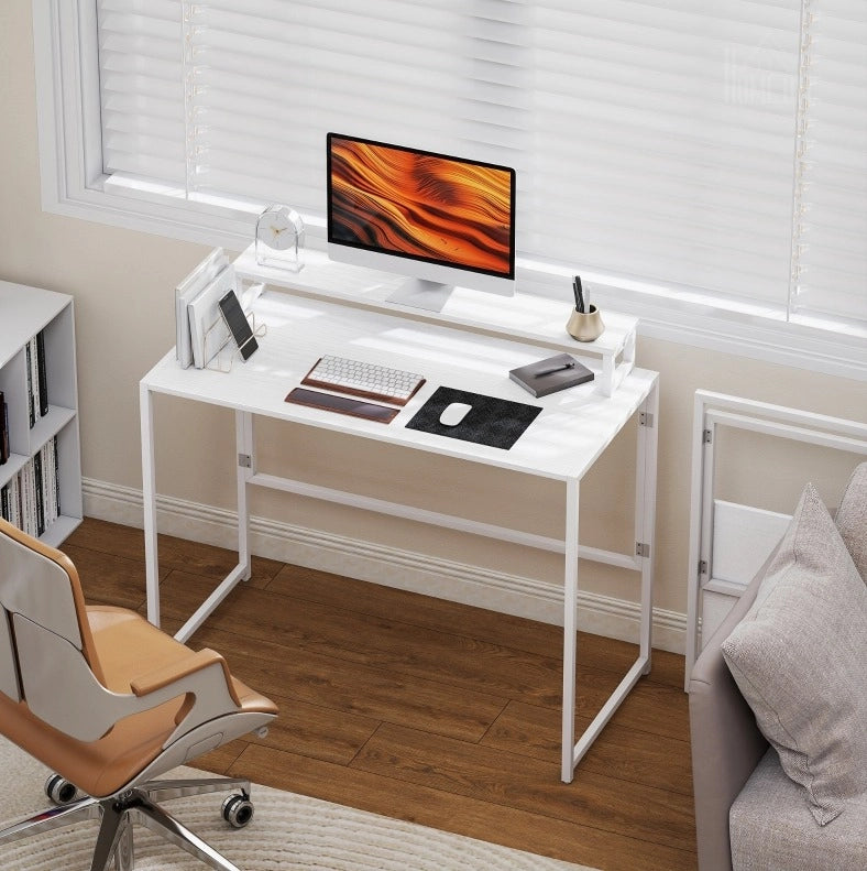 Scrivania Pieghevole con Supporto Monitor 100x48x87,5 cm per Ufficio e Studio