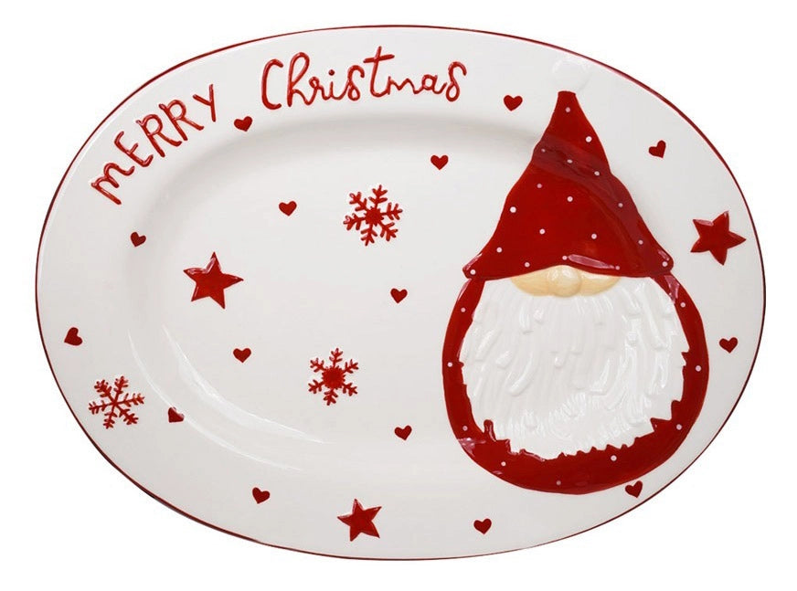 Piatto Ovale Natalizio 40x30 cm Merry Christmas