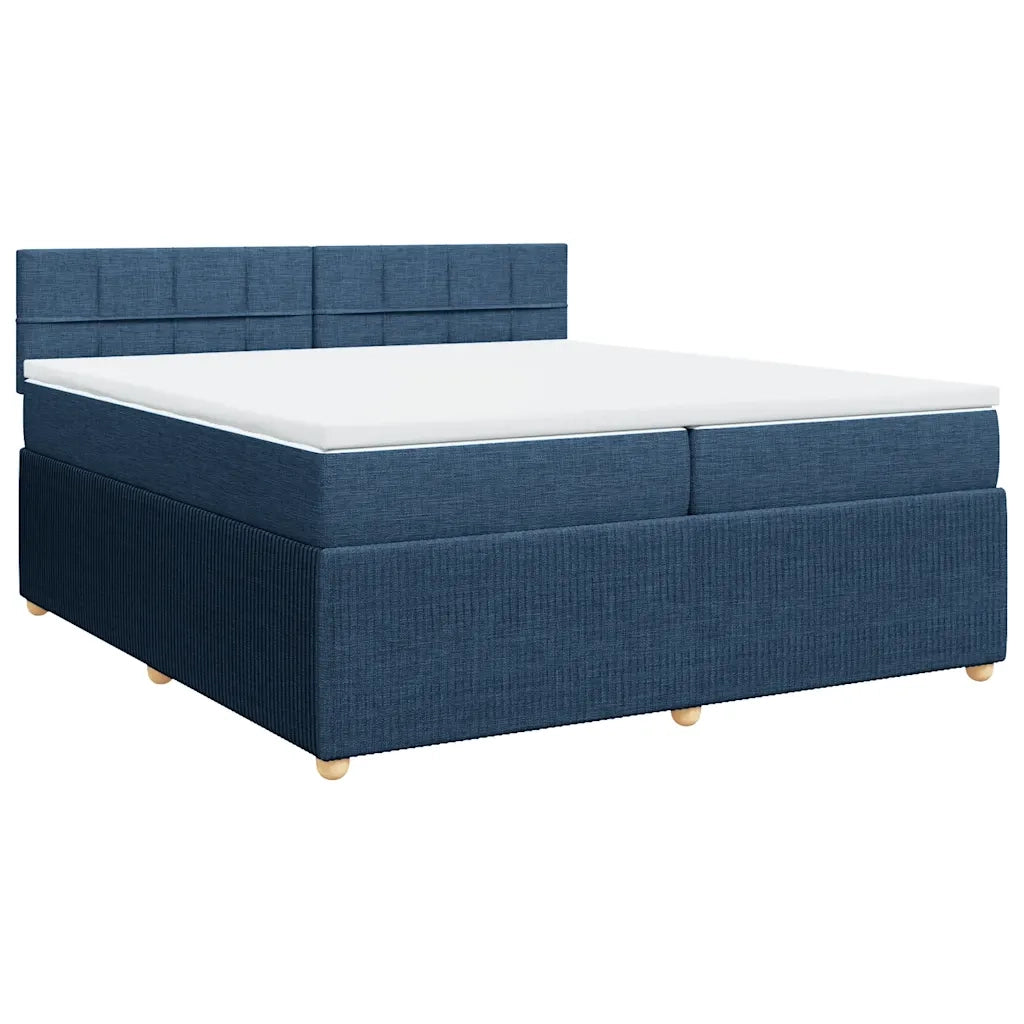 vidaXL Giroletto a Molle con Materasso Blu 200x200 cm in Tessuto