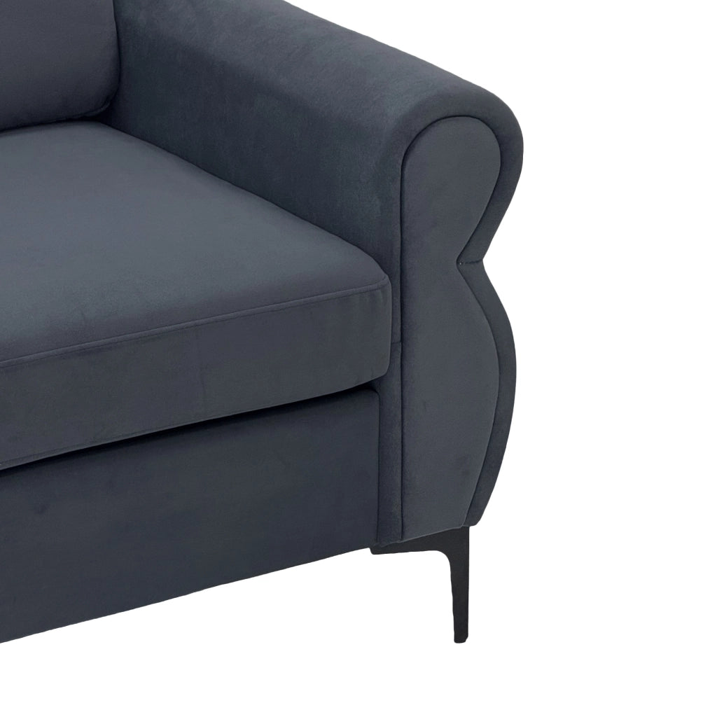 Divano lineare con struttura in metallo e legno, seduta ergonomica, rivestimento sfoderabile, 173,5 cm, grigio scuro