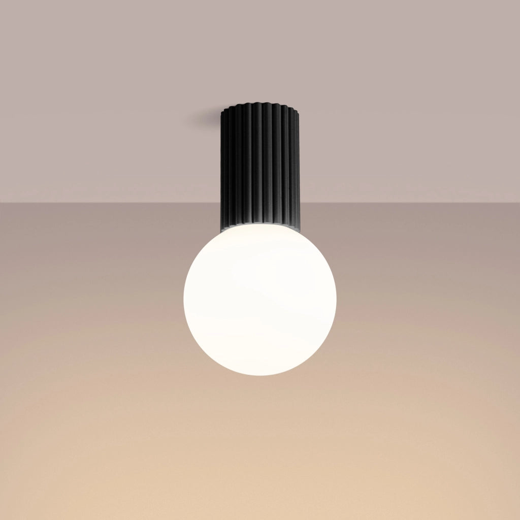 Spot soffitto nero rigato sfera vetro G9 IP44 SFERA