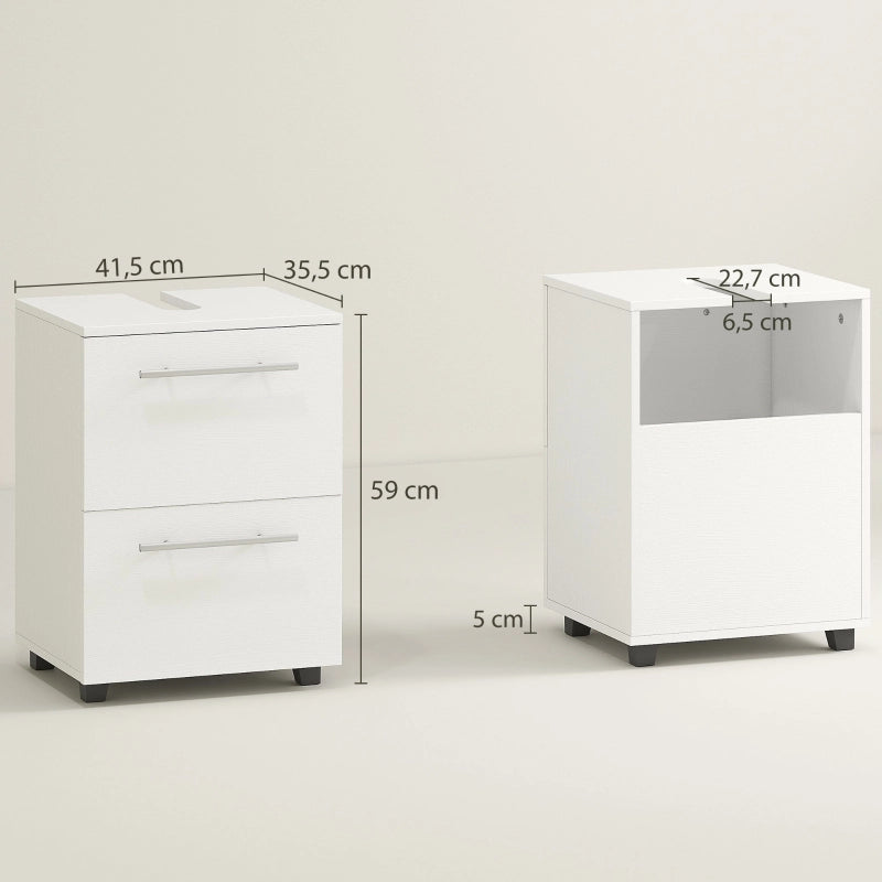 Mobile bagno sottolavabo in truciolare bianco con cassetto e anta, compatto