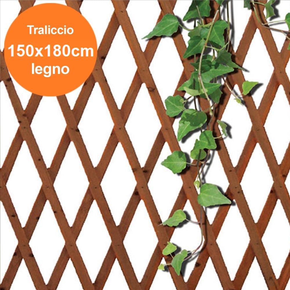 Trade Shop - Traliccio Rete Estensibile Legno Scuro Per Parete Giardino Piante 180x150cm Grn52 012021a -