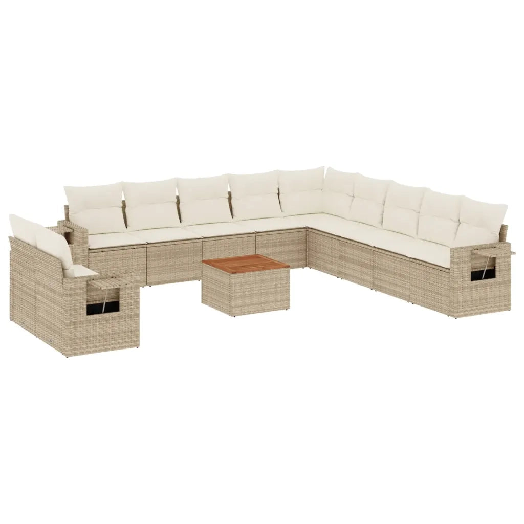 Set Divani da Giardino 12 pz con Cuscini Beige in Polyrattan 3256975