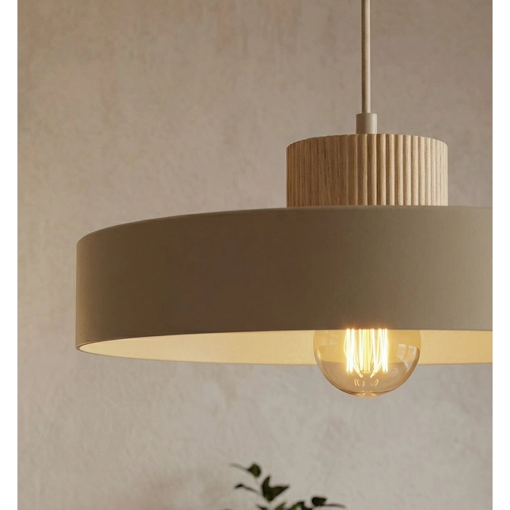 Lampada a sospensione KIVI in acciaio color mokka e legno