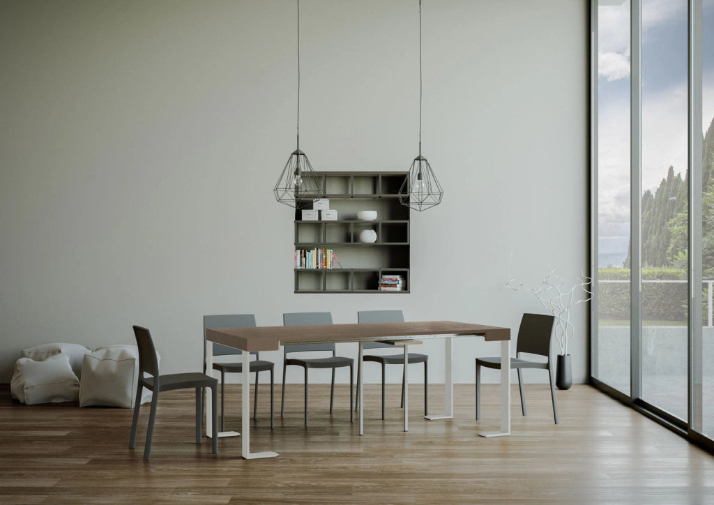 Consolle Allungabile 90-300x40x77 cm Tecno Tortora Telaio Bianco