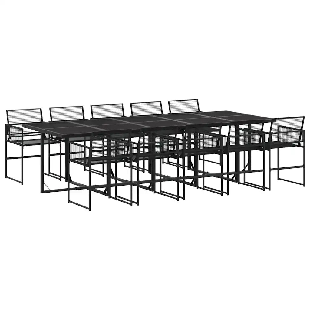 Set da Pranzo da Giardino 11 pz in Polyrattan Nero
