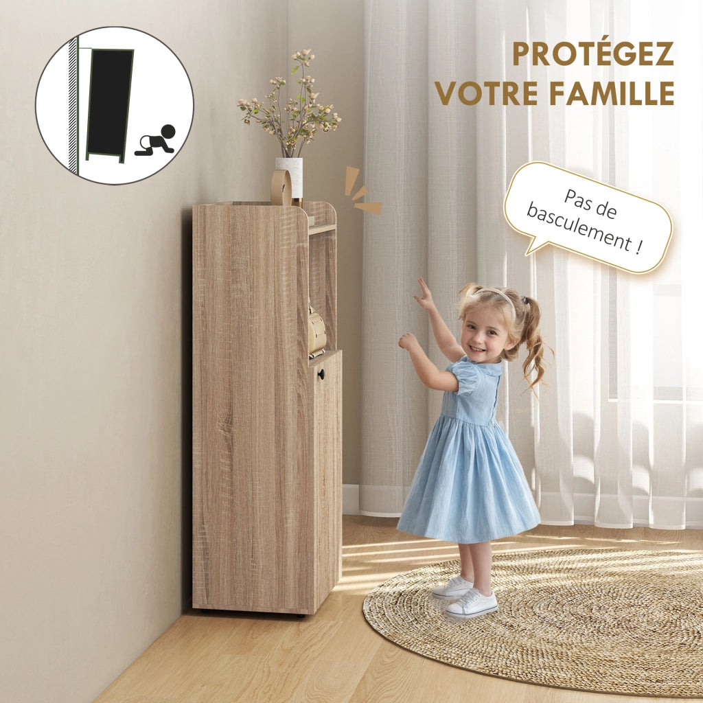 Mobile Bagno Stretto 4 Ripiani Aperto ¨C zephmum ¨C Legno Rovere 40x31x104