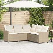 Divano a Forma di L con Cuscini in Polyrattan Beige 365417