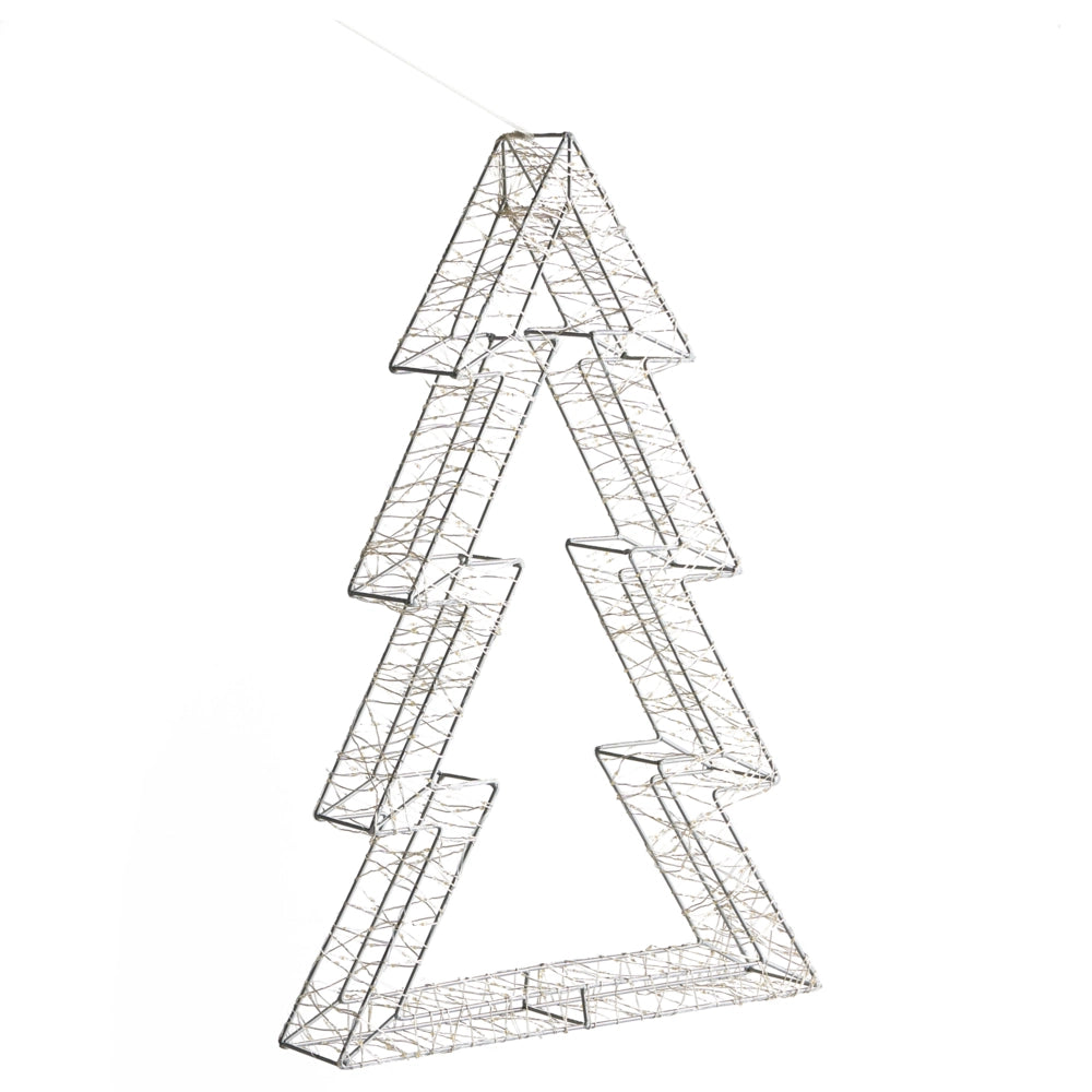 Decorazione con luci LED per albero di Natale Illuminazione in metallo argento interno esterno accessori natalizi