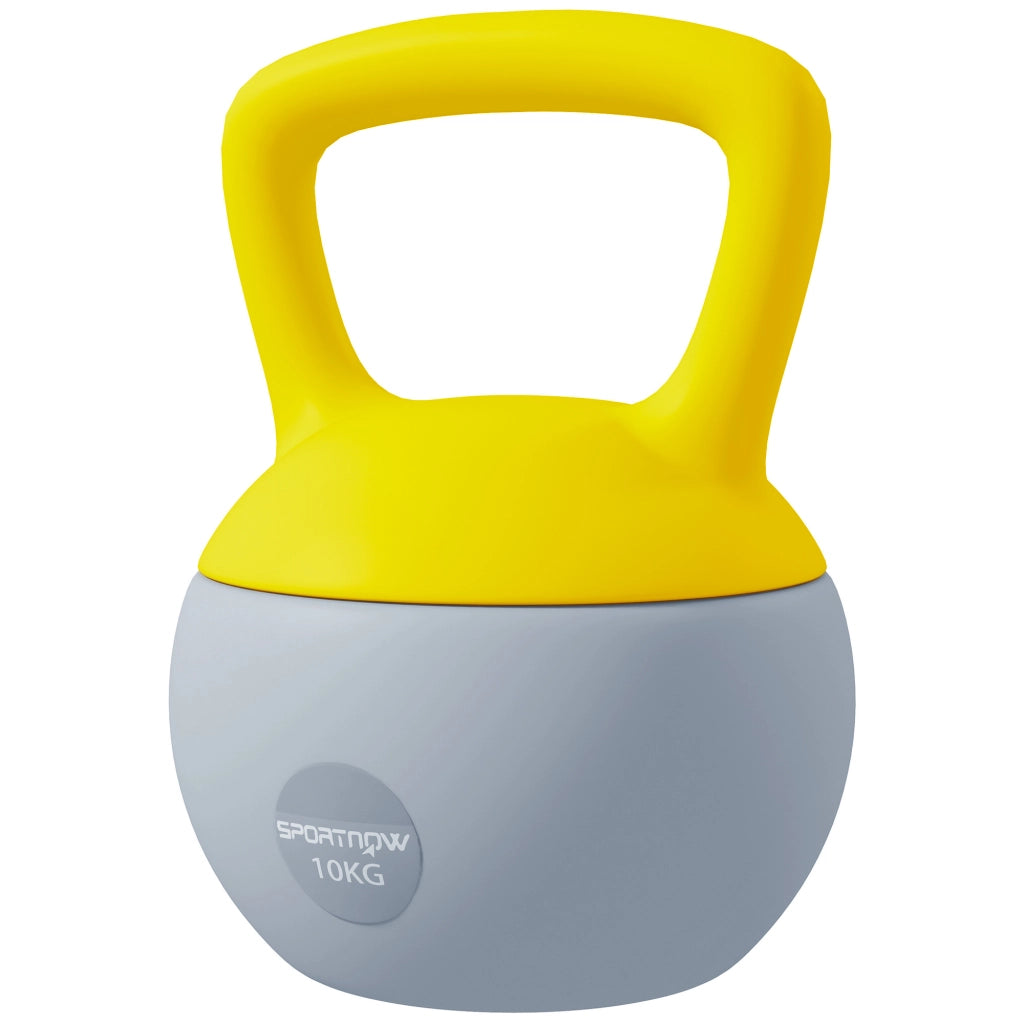 Kettlebell 10kg ¨C Xylo ¨C Impugnatura Antiscivolo Grigio e Giallo