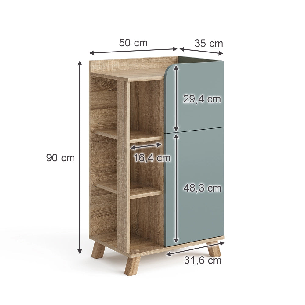 Vicco Mobiletto bagno Grigio-blu 50 x 90 cm con anta e cassetto
