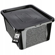 Contenitore in plastica KADAX da 20 litri con coperchio, nero, con chiusura a chiave, grande scatola organizer.