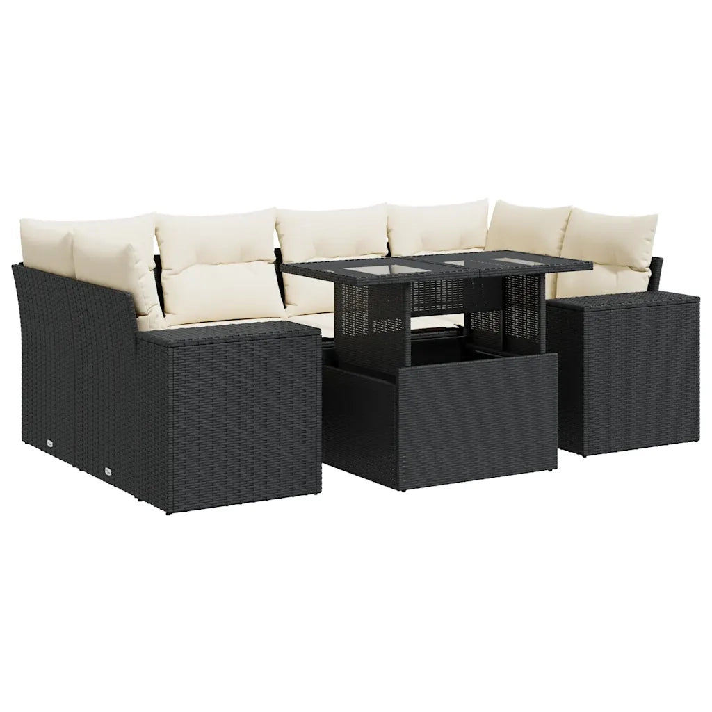 Set Divani da Giardino con Cuscini 7pz Nero Polyrattan 3326747